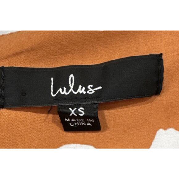 Lulus Orange Print Oh My Darlin’ Puff Sleeve Mini Dress Size XS Coquette Retro - Picture 4 of 8